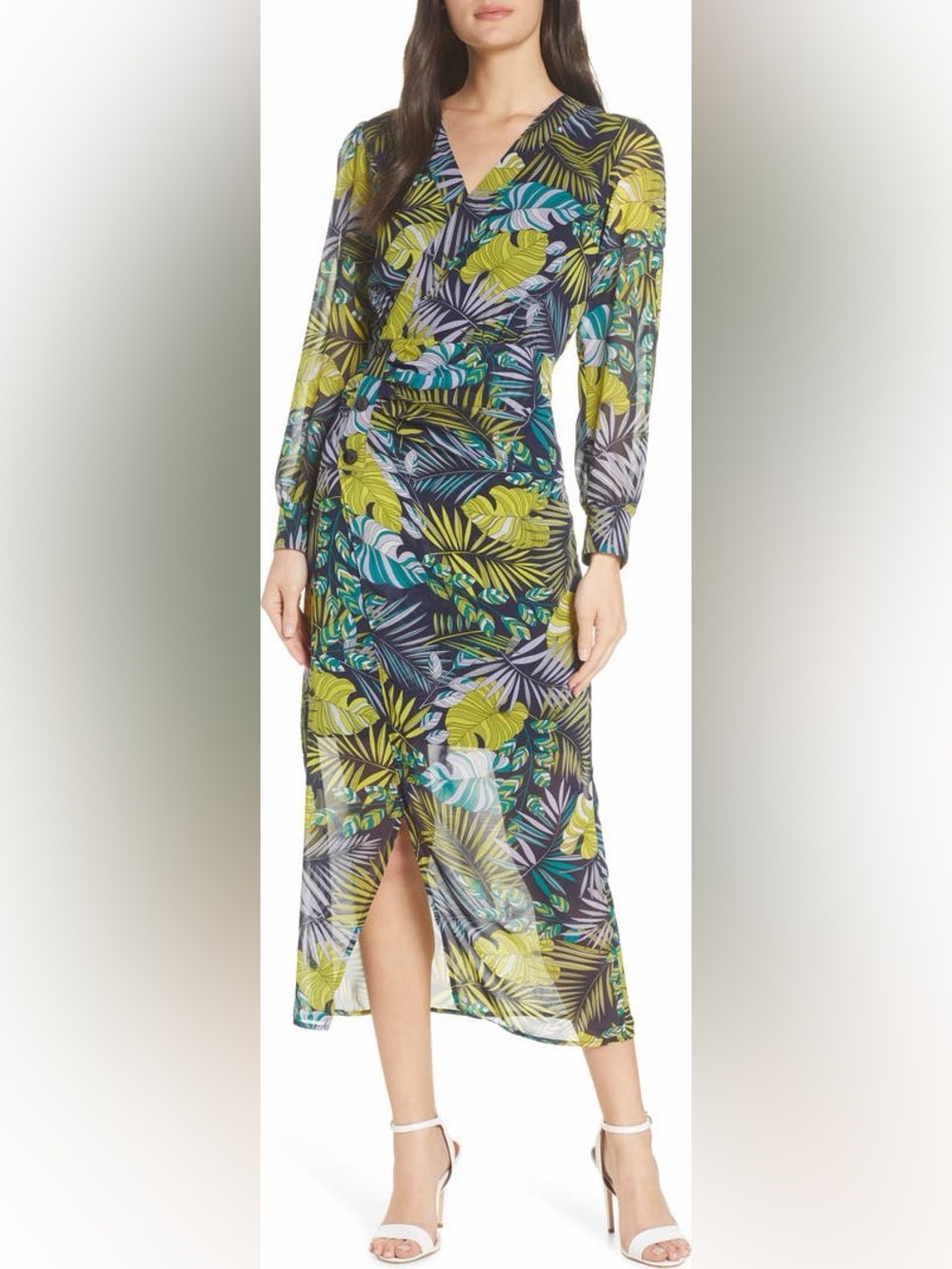Sam Edelman Green Tropical Print Midi Dress